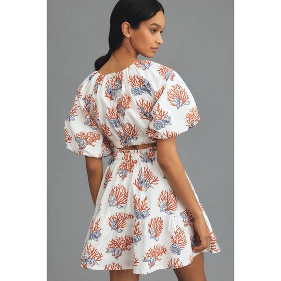 Anthropologie Priya Israni Short-Sleeve Mini Women's Dress Nautical Cutout L - Picture 2 of 7